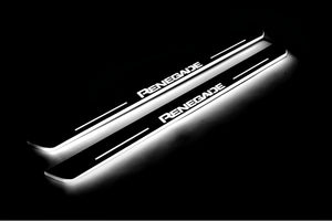 Illuminated LED Door Sill Tread Plates Jeep Renegade 2014+ With Renegade Logo Jeep Led Door Sills opdesign