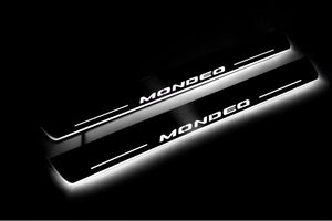Illuminated LED Door Sill Tread Plates Ford Mondeo V 2014+ With Mondeo Logo Ford Led Door Sills opdesign