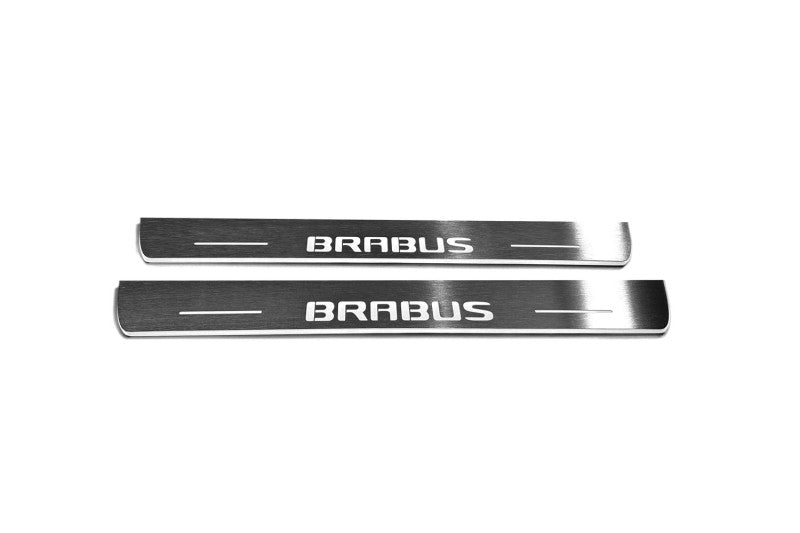 Mercedes C W205 2014-2021 LED Door Sills Illuminated Scuff Brabus Logo Stainless Steel Entry Guards