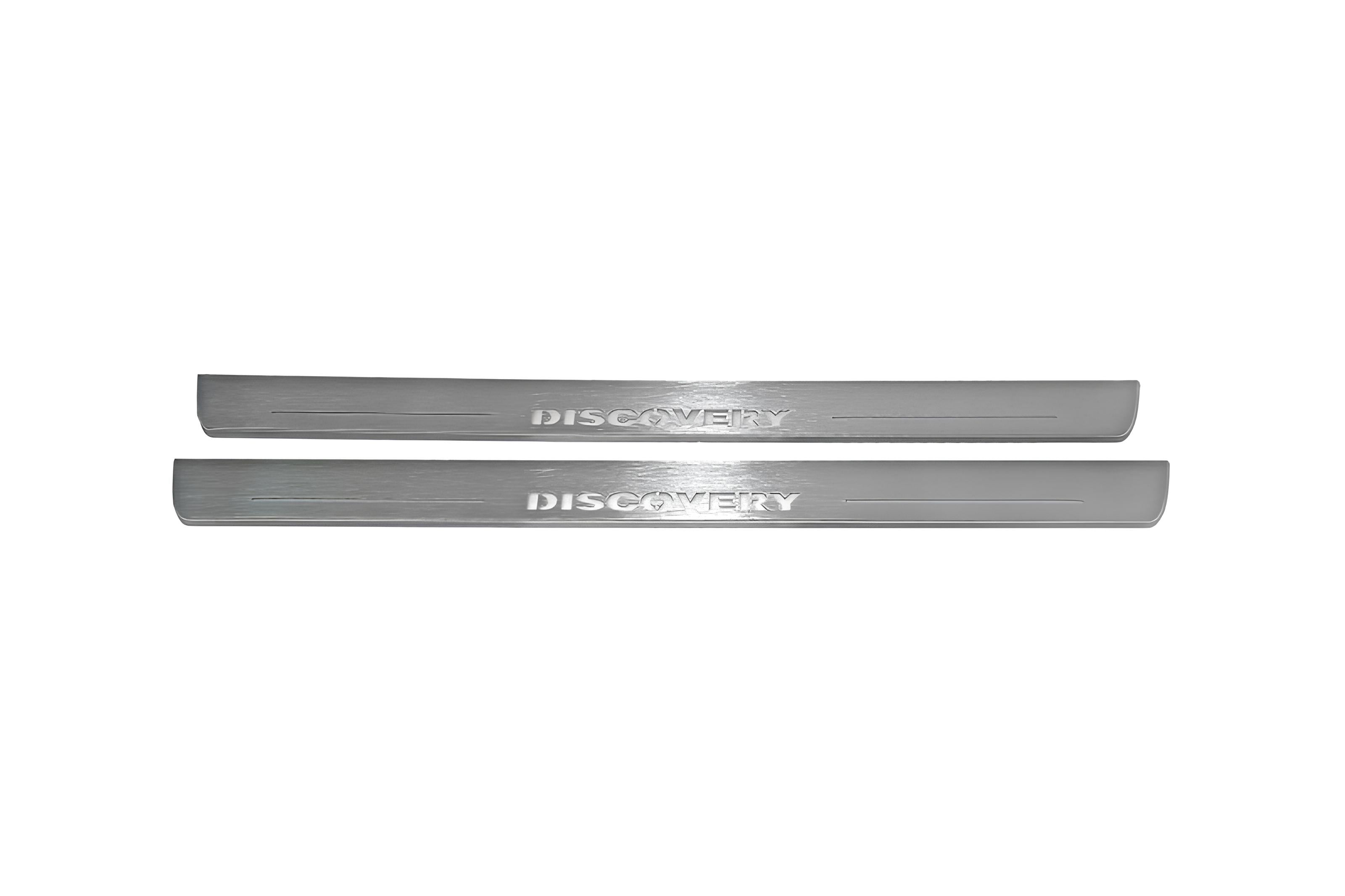 Illuminated LED Door Sill Tread Plates Land Rover Discovery IV 2009-2016 With Discovery Logo Land Rover Led Door Sills opdesign