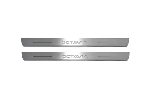 Škoda Octavia Combi NX5 2020–Present — Stainless Steel LED Door Sills — Octavia Logo