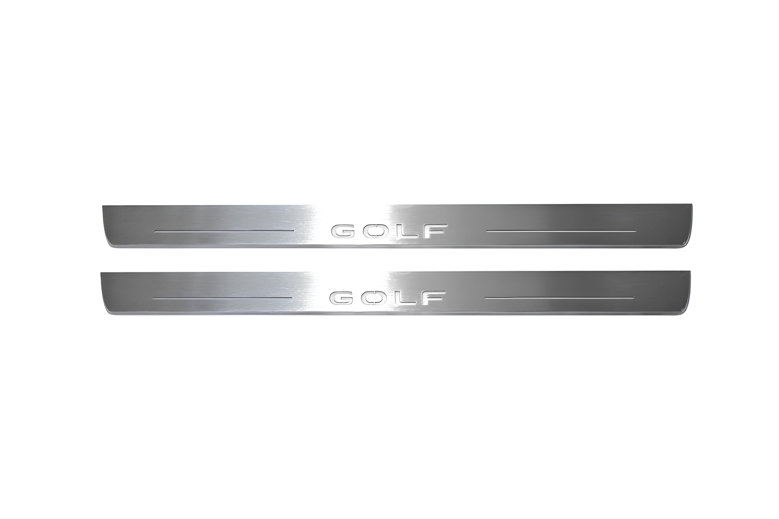Illuminated LED Door Sill Tread Plates Volkswagen Golf VIII 2020+ With Golf Logo Volkswagen Led Door Sills opdesign