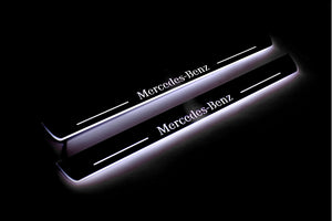 Illuminated LED Door Sill Tread Plates Mercedes GLS X166 2015-2019 With Mercedes-Benz Logo Mercedes Led Door Sills opdesign