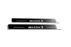 Illuminated LED Door Sill Tread Plates Mazda 3 IV 2019+ With Mazda 3 Logo Mazda Led Door Sills opdesign
