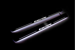Illuminated LED Door Sill Tread Plates Ford Escape III 2013-2019 With Escape Logo Ford Led Door Sills opdesign