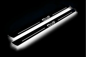 Illuminated LED Door Sill Tread Plates Fiat 500C 2009+ With 500C Logo Fiat Led Door Sills opdesign