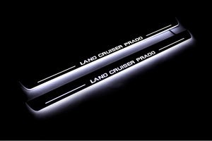 Illuminated LED Door Sill Tread Plates Toyota Prado 120 2002-2009 With Land Cruiser Prado Logo (type 1) Toyota Led Door Sills opdesign