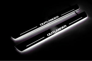 Illuminated LED Door Sill Tread Plates Mitsubishi Outlander II 2007-2012 With Outlander Logo Mitsubishi Led Door Sills opdesign