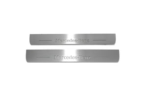 Illuminated LED Door Sill Tread Plates Mercedes E W213 2016-2023 With Mercedes-Benz Logo Mercedes Led Door Sills opdesign