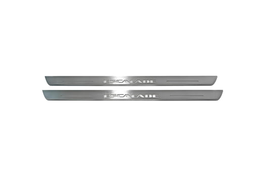Cadillac Escalade 2014–2020 — Stainless Steel LED Door Sills — Escalade Logo