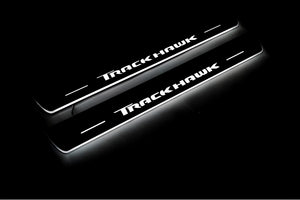 Illuminated LED Door Sill Tread Plates Jeep Grand Cherokee IV 2010-2021 With TrackHawk Logo Jeep Led Door Sills opdesign