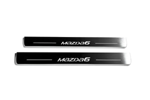 Illuminated LED Door Sill Tread Plates Mazda 6 III 2012-2024 With Mazda 6 Logo Mazda Led Door Sills opdesign