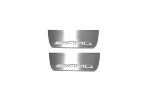 Illuminated LED Door Sill Tread Plates Mercedes ML W164 2005-2011 With AMG Logo Mercedes Led Door Sills opdesign