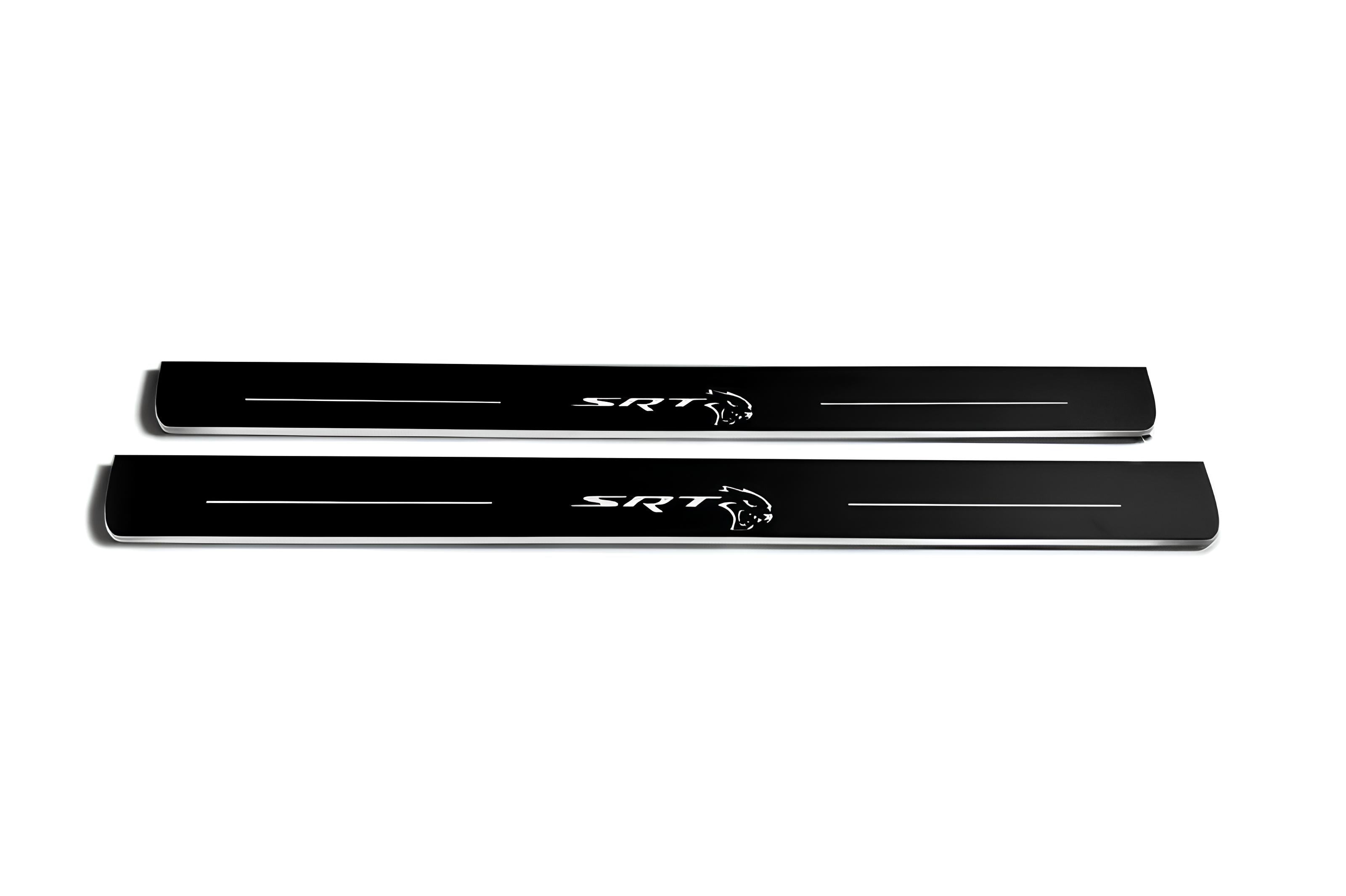 Illuminated LED Door Sill Tread Plates Chrysler 300C II 2011-2023 With SRT HELLCAT Logo Chrysler Led Door Sills decoinfabric