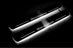 Illuminated LED Door Sill Tread Plates Mercedes ML W164 2005-2011 With Mercedes-Benz Logo Mercedes Led Door Sills opdesign