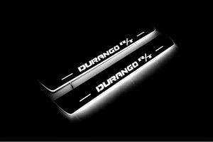 Illuminated LED Door Sill Tread Plates Dodge Durango III 2011+ With Durango R/T Logo Dodge Led Door Sills opdesign