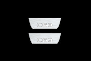 Illuminated LED Door Sills – Tread Plates Mercedes C W205 Coupe 2014-2021 With AMG С63 Logo LED Illuminated Mercedes Led Door Sills opdesign