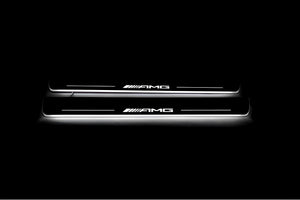 Illuminated LED Door Sill Tread Plates Mercedes ML W164 2005-2011 With AMG Logo Mercedes Led Door Sills opdesign