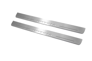 Illuminated LED Door Sill Tread Plates KIA Optima IV 2015-2019 With Optima Logo KIA Led Door Sills opdesign