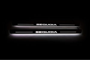 Illuminated LED Door Sill Tread Plates Toyota Sequoia II 2008-2022 With Sequoia Logo Toyota Led Door Sills opdesign