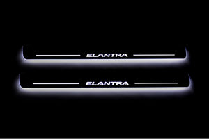 Illuminated LED Door Sill Tread Plates Hyundai Elantra V (MD) 2011-2016 With Elantra Logo Hyundai Led Door Sills opdesign
