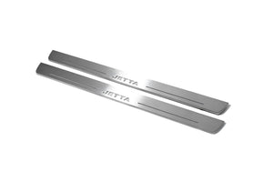 Illuminated LED Door Sill Tread Plates Volkswagen Jetta VII 2019+ With Jetta Logo Volkswagen Led Door Sills opdesign