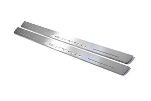 Illuminated LED Door Sill Tread Plates SsangYong Rexton II 2006-2012 With Rexton Logo SsangYong Led Door Sills opdesign