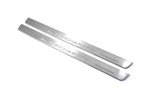 Illuminated LED Door Sill Tread Plates Range Rover III 2002-2012 With Supercharged Logo Range Rover Led Door Sills opdesign