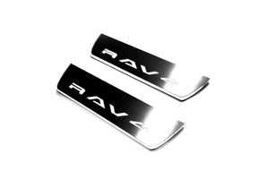 Illuminated LED Door Sill Tread Plates Toyota Rav4 VI 2025+ With Rav4 Logo Toyota Led Door Sills decoinfabric