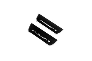 Illuminated LED Door Sill Tread Plates Ford Fusion II 2012-2020 With Fusion Logo Ford Led Door Sills opdesign