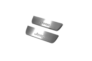 Illuminated LED Door Sill Tread Plates Jeep Grand Cherokee IV 2010-2021 With Jeep Logo Jeep Led Door Sills opdesign