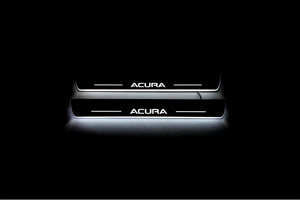 Illuminated LED Door Sill Tread Plates Acura MDX II 2006-2013 With Acura Logo Acura Led Door Sills opdesign