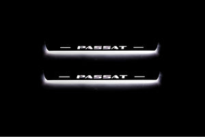 Illuminated LED Door Sill Tread Plates Volkswagen Passat B7 USA 2011-2019 With Passat Logo (type 1) Volkswagen Led Door Sills opdesign