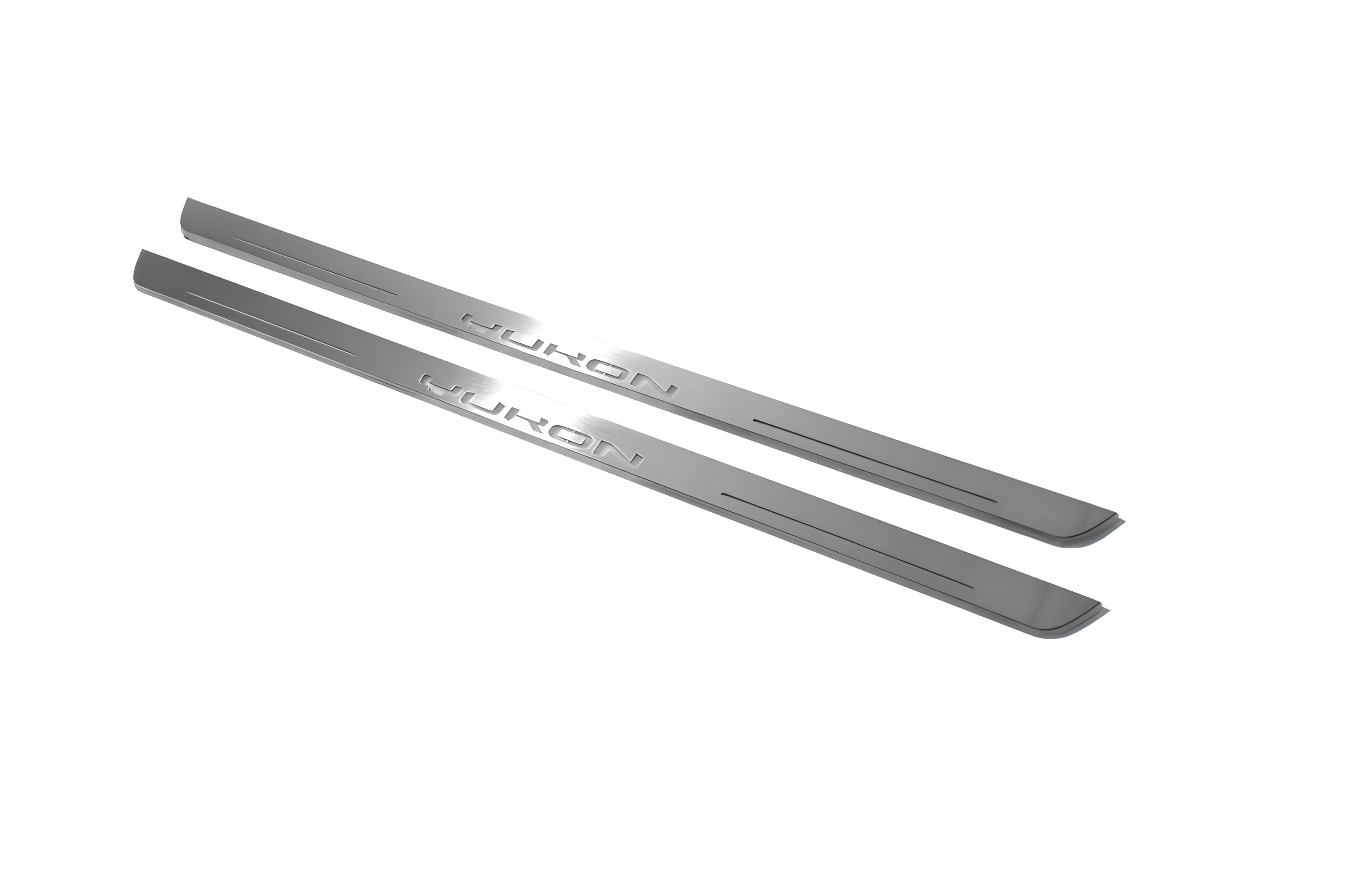 Illuminated LED Door Sill Tread Plates GMC Yukon V 2020+ With Yukon Logo GMC Led Door Sills opdesign