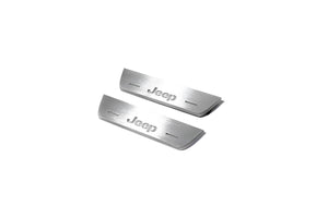 Illuminated LED Door Sill Tread Plates Jeep Compass II 2016+ With Compass Logo Jeep Led Door Sills opdesign