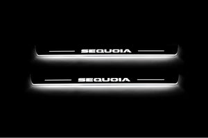 Illuminated LED Door Sill Tread Plates Toyota Sequoia II 2008-2022 With Sequoia Logo Toyota Led Door Sills opdesign