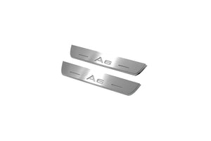 Illuminated LED Door Sill Tread Plates Audi A6 C7 2011-2018 With Audi A6 Logo Audi Led Door Sills decoinfabric