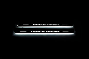 Illuminated LED Door Sill Tread Plates Jeep Grand Cherokee IV 2010-2021 With TrackHawk Logo Jeep Led Door Sills opdesign