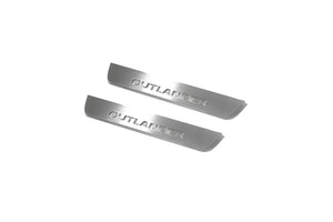 Illuminated LED Door Sill Tread Plates Mitsubishi Outlander III 2012-2021 With Outlander Logo Mitsubishi Led Door Sills opdesign