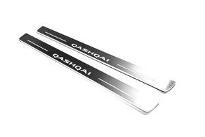 Illuminated LED Door Sill Tread Plates Nissan Qashqai III 2021+ With Qashqai Logo Nissan Led Door Sills opdesign