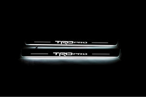 Illuminated LED Door Sill Tread Plates Toyota Tacoma III 2016-2024 With TRD pro Logo Toyota Led Door Sills opdesign