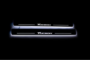 Illuminated LED Door Sill Tread Plates Hyundai Tucson II 2015-2020 With Tucson Logo Hyundai Led Door Sills opdesign