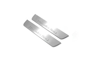 Illuminated LED Door Sill Tread Plates Mercedes ML W166 2011-2015 With Mercedes-Benz Logo Mercedes Led Door Sills opdesign