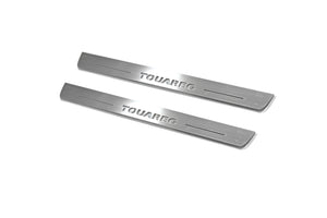 Illuminated LED Door Sill Tread Plates Volkswagen Touareg II 2010-2018 With Touareg Logo Volkswagen Led Door Sills opdesign