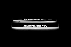 Illuminated LED Door Sill Tread Plates Dodge Durango III 2011+ With Durango R/T Logo Dodge Led Door Sills opdesign