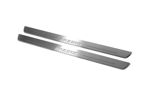 Illuminated LED Door Sill Tread Plates Smart Fortwo III 2014+ With Brabus Logo Smart Led Door Sills decoinfabric