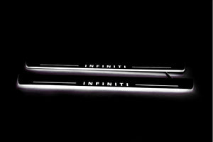 Illuminated LED Door Sill Tread Plates Infiniti Q70 2013-2019 With Infiniti Logo Infiniti Led Door Sills opdesign