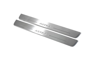 Illuminated LED Door Sill Tread Plates Opel Astra J 2009-2015 With Astra Logo Opel Led Door Sills opdesign