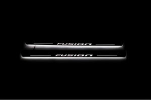 Illuminated LED Door Sill Tread Plates Ford Fusion II 2012-2020 With Fusion Logo Ford Led Door Sills opdesign