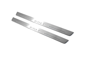 Illuminated LED Door Sill Tread Plates Volkswagen Golf VIII 2020+ With Golf Logo Volkswagen Led Door Sills opdesign